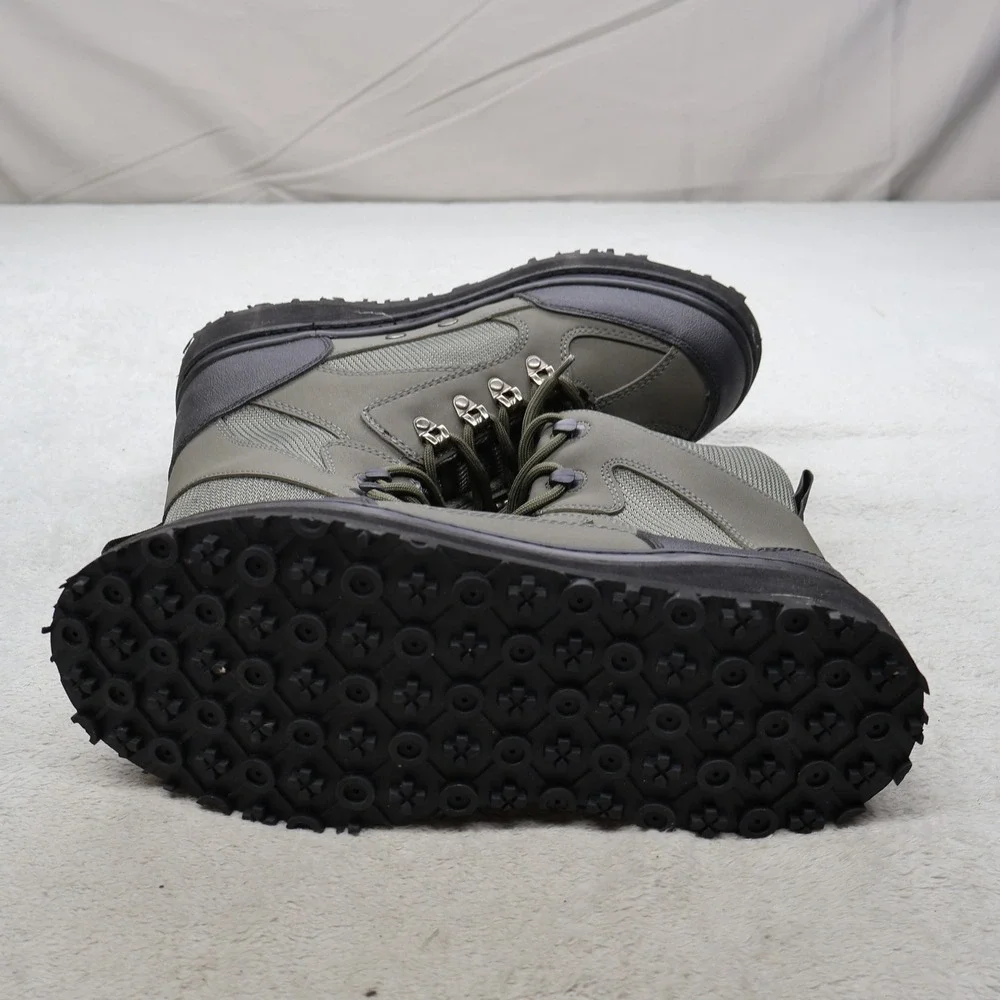 8Fans Mens 10 Hiking Boots Black All Terrain Utility Lug Sole Lace FSW-20231205